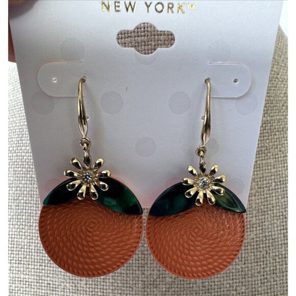 Isaac Mizrahi Orange Gold Rhinestone Dangle Earrings MSRP $38 NEW - Picture 5 of 9